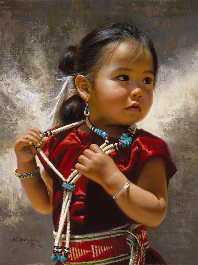 девочкa - индейцы, картина, детское, девочкa, портрет, ребенок, индеанка, дети - оригинал