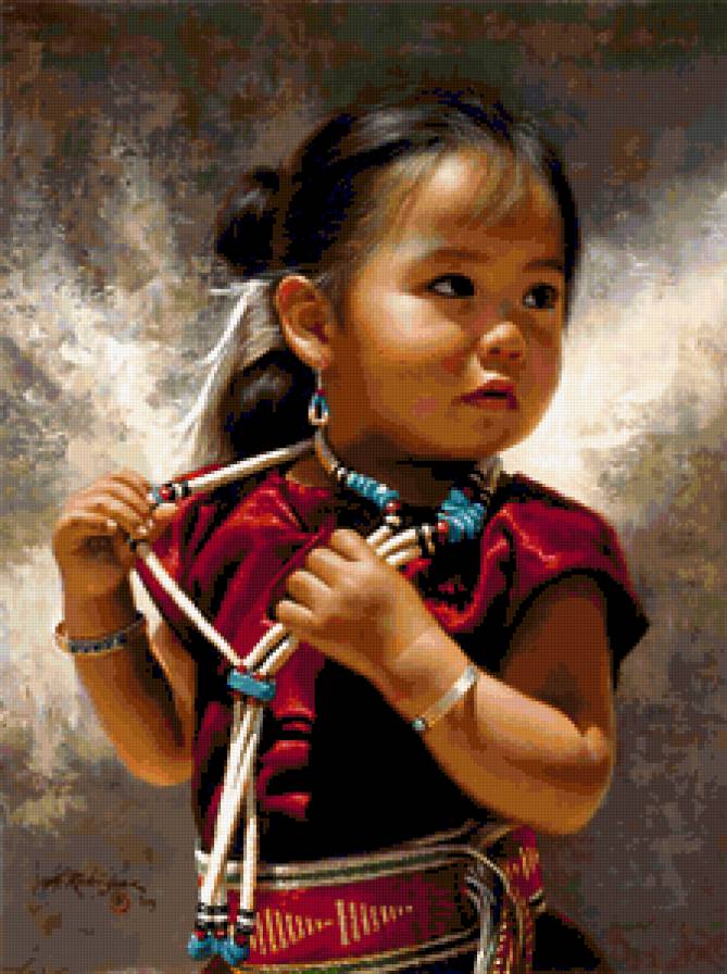 девочкa - детское, индейцы, портрет, картина, индеанка, дети, ребенок, девочкa - предпросмотр