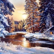 Схема вышивки «лес зимой»