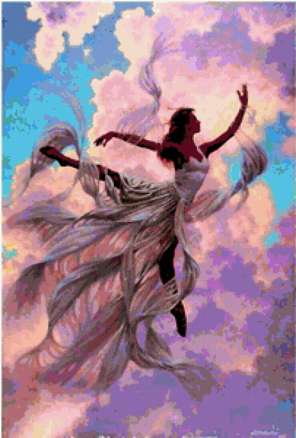 танец на облаках - грация, девушка, облака, балерина, небо, танец, фантазия - предпросмотр