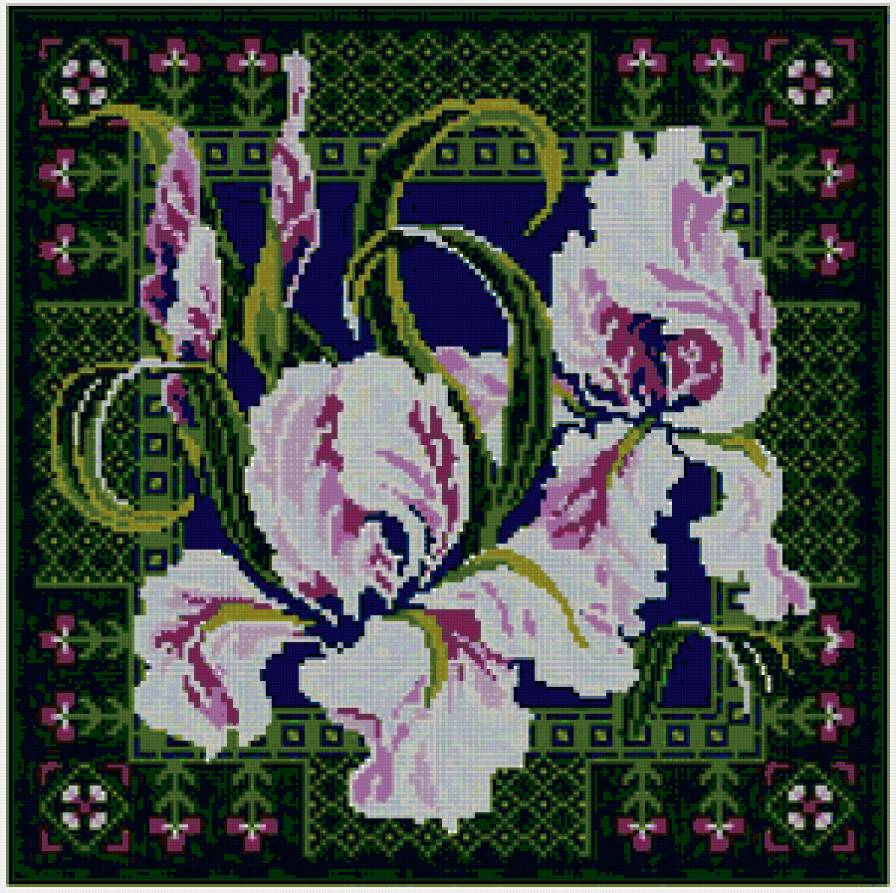 подушка - цветы, подушка, ирисы - предпросмотр