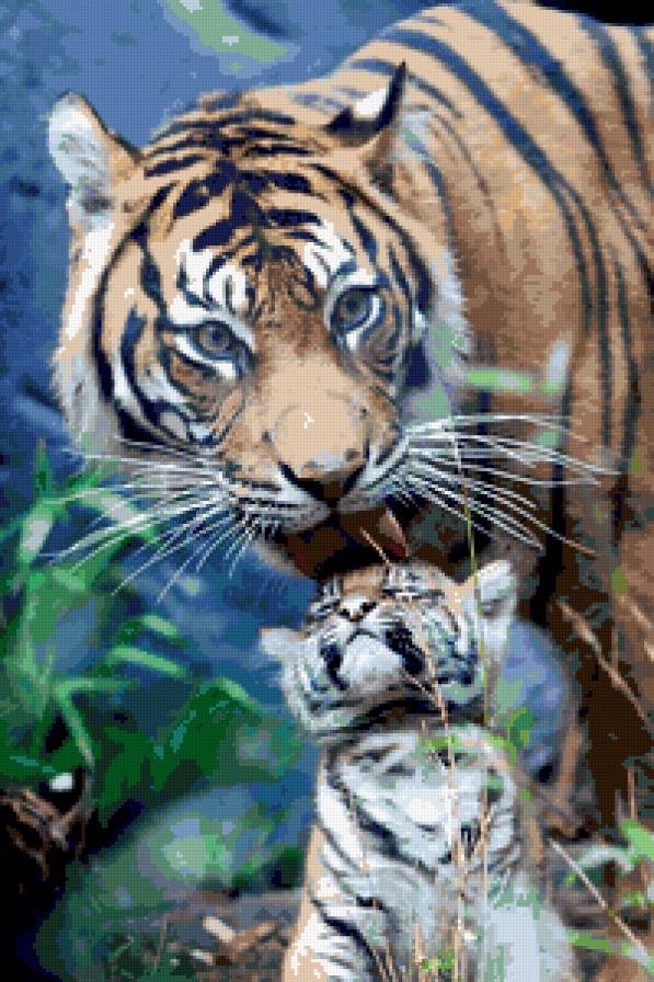 Рядом с мамочкой - рядом с мамочкой, тигры, дикие кошки, малыши, животные, тигренок - предпросмотр