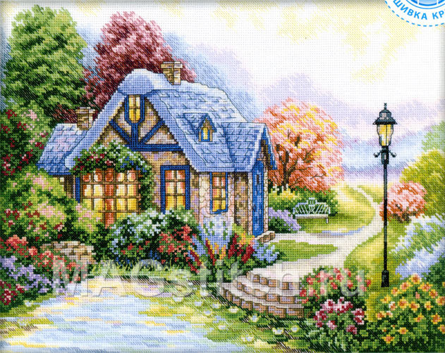 Цветочный домик - пейзаж, домик, цветочное - оригинал