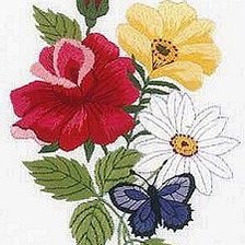 Оригинал схемы вышивки «Цветы и бабочки» (№193351)