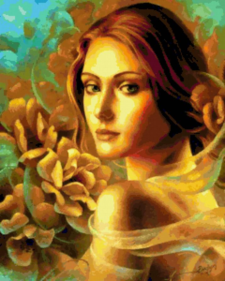 Артур Брагинский - "Флора" - картина, красота женщины, живопись, брагинский, портрет, девушка - предпросмотр