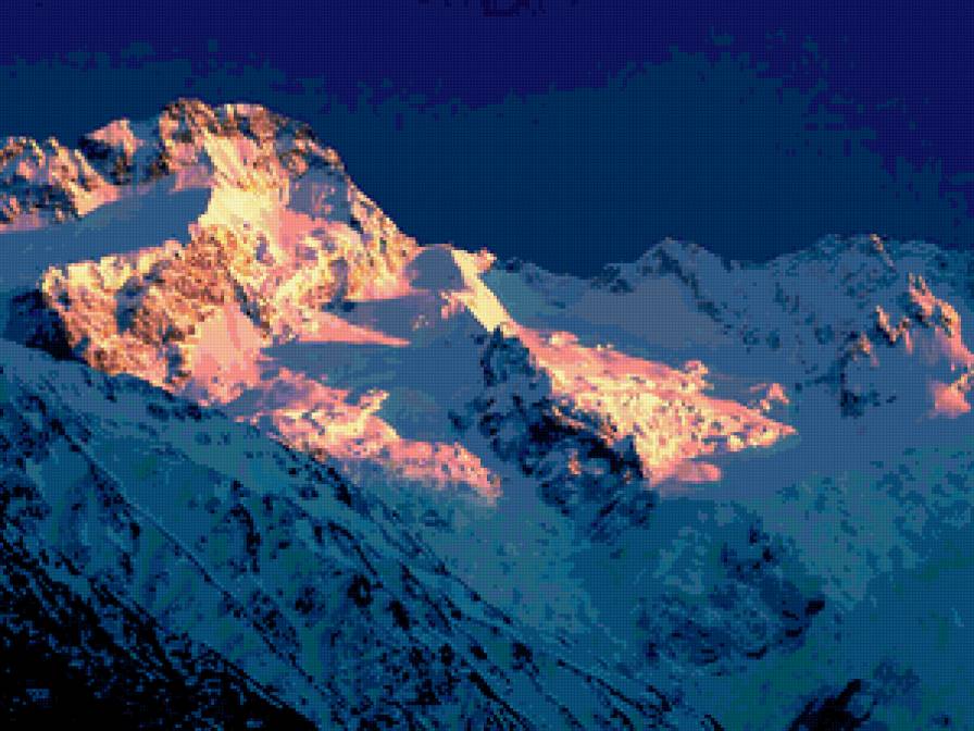 горы - солнце, снег, закат, горы - предпросмотр