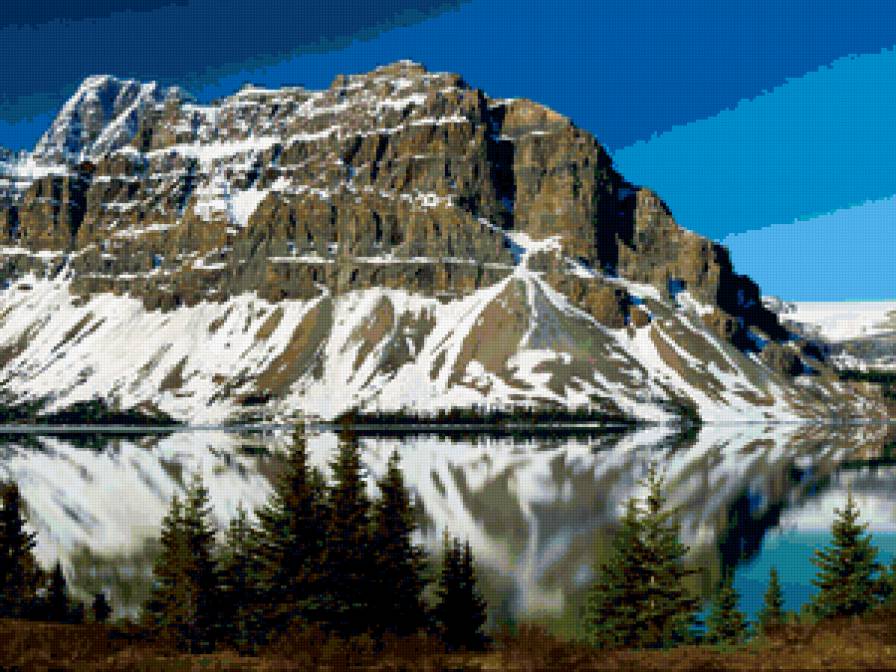 природа - горы, снег, озеро, лес, природа - предпросмотр