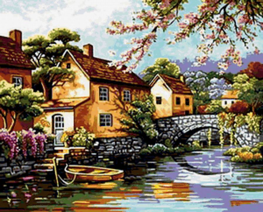 пейзаж - пейзаж, природа, лес, парк, река, , живопись, картина - предпросмотр