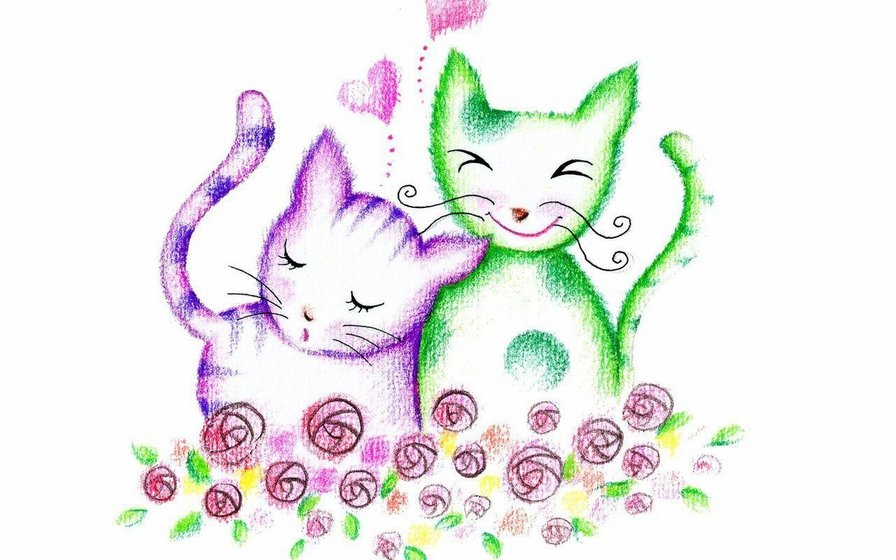 Влюбленные - любовь, коты - оригинал