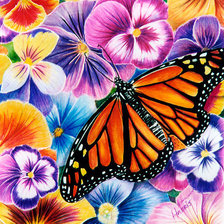 Оригинал схемы вышивки «Цветы и бабочки» (№194268)