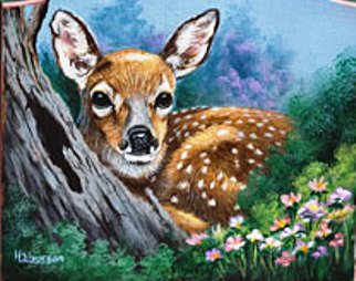 Оленёнок - цветы, лес, олень, животные, олененок, олени, лето, природа - оригинал