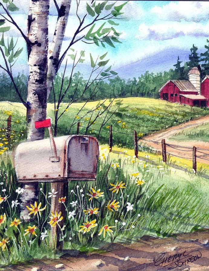 Хуторок - пейзаж, живопись, цветы, природа, лес, лето, хуторок - оригинал