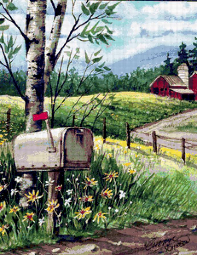 Хуторок - лето, природа, цветы, хуторок, лес, пейзаж, живопись - предпросмотр