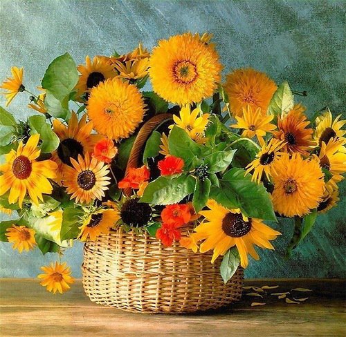 Корзина с цветами - цветы - оригинал