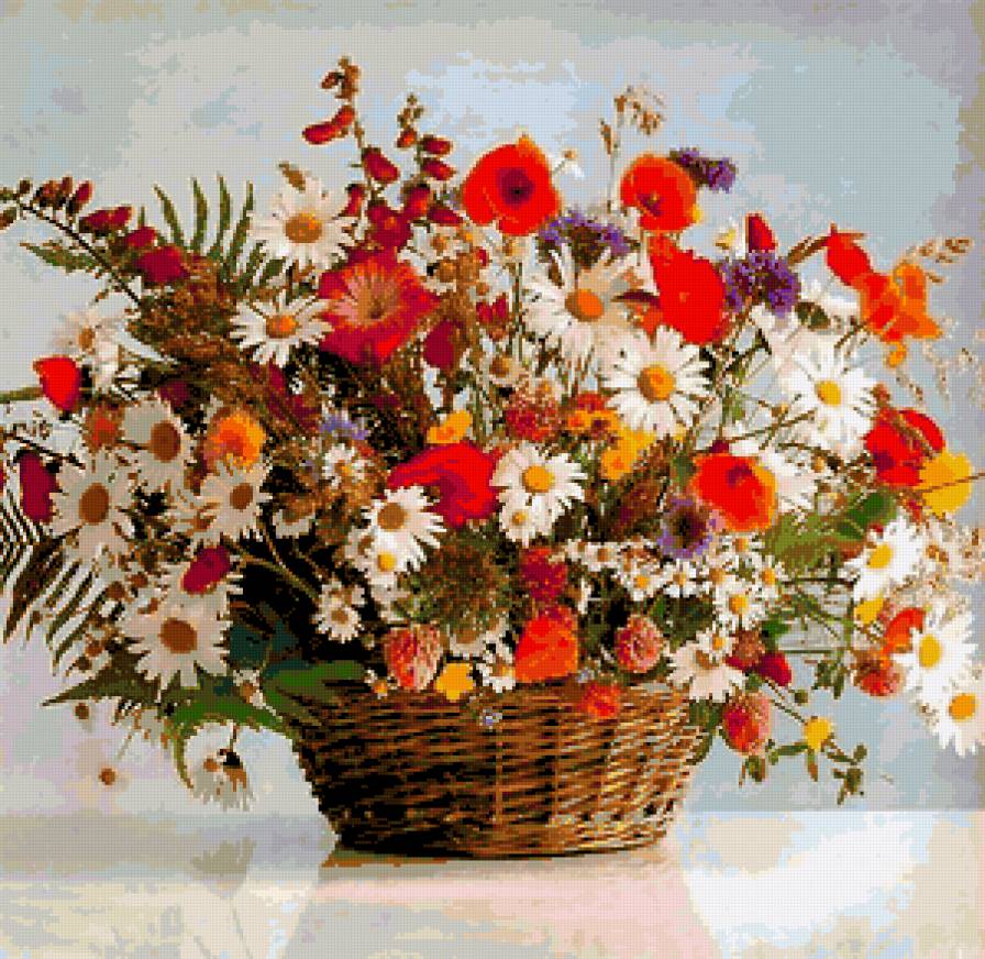 Корзина с цветами - цветы - предпросмотр
