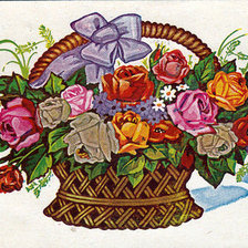 Оригинал схемы вышивки «Корзина с цветами» (№194514)