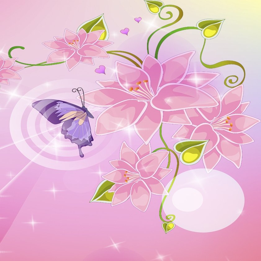 Подушка - цветы, бабочка, подушка, векторная графика - оригинал