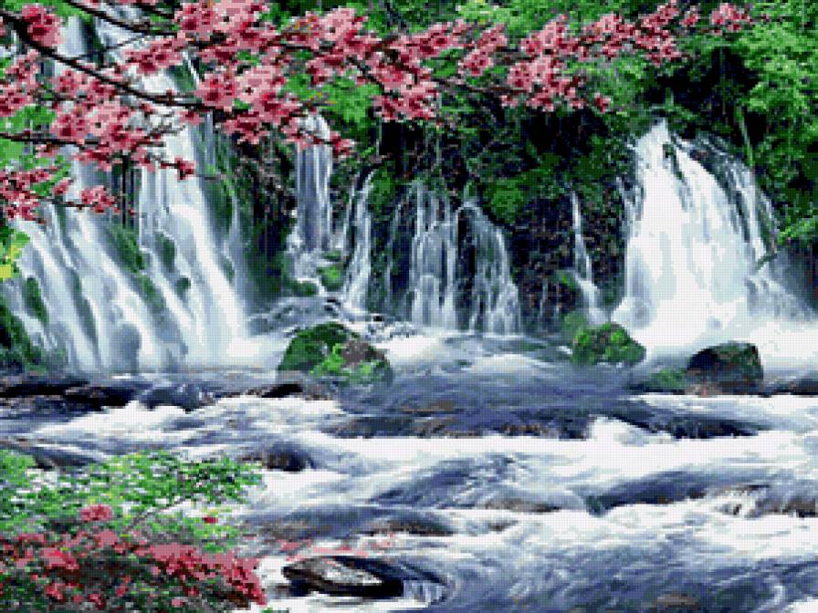 водопад - водопад, сакура - предпросмотр