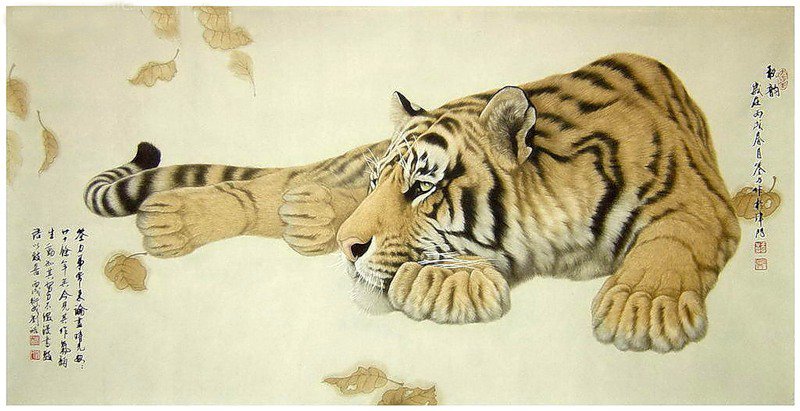 Тигр - китайская живопись, тигр, животные - оригинал