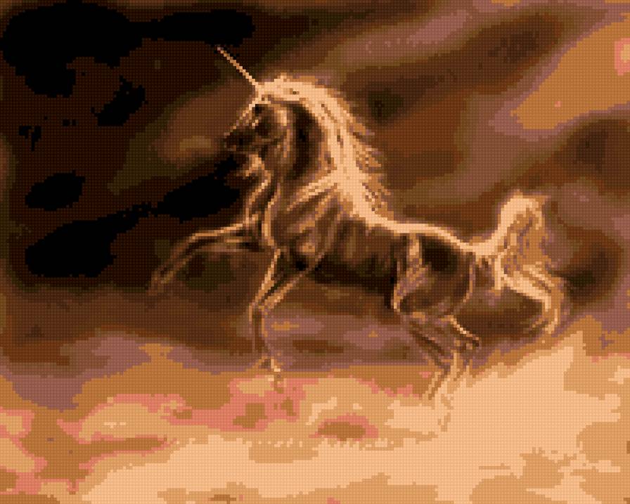 Единорог - монохром, фентези, единорог - предпросмотр