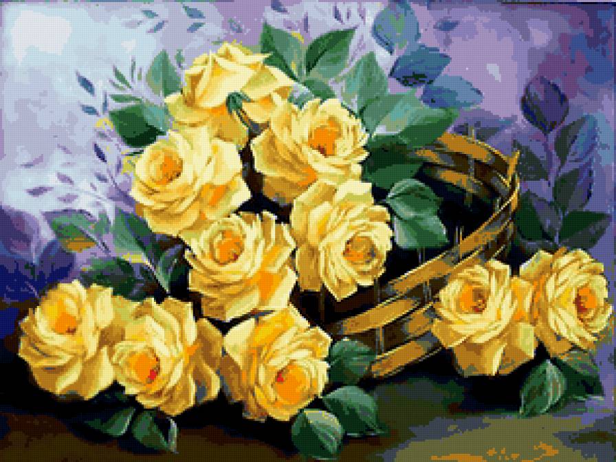 розы в корзине - предпросмотр