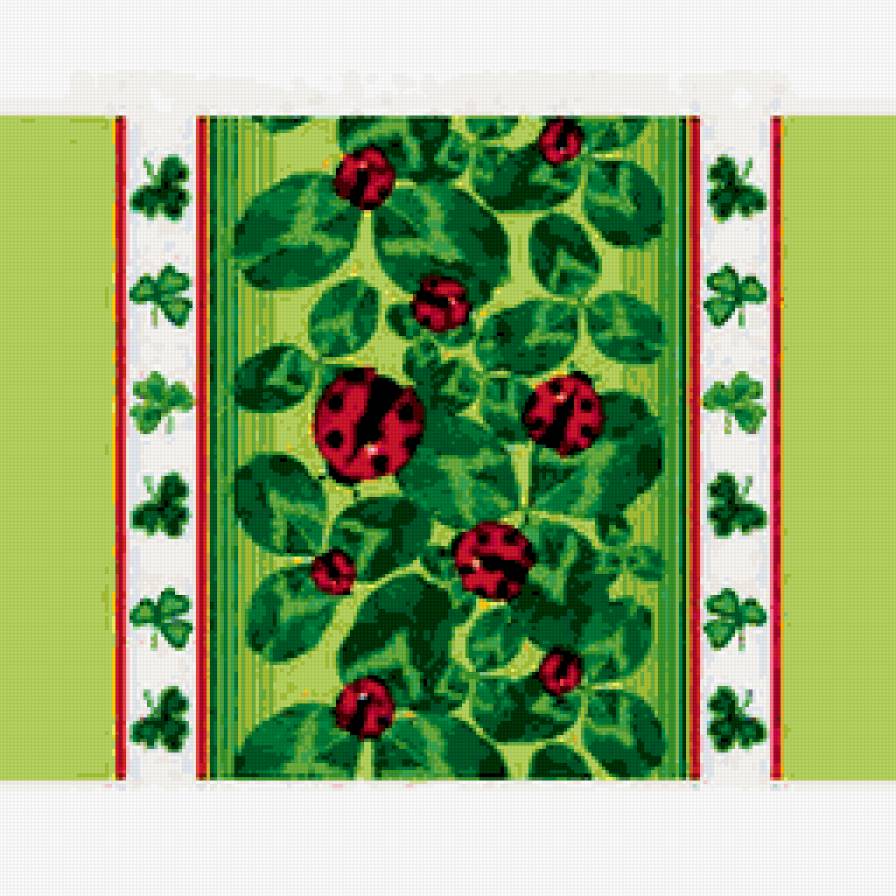 подушка - клевер. божьи коровки - предпросмотр