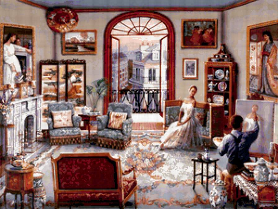 картина - мебель, девушка, уют, женщина, художник, дом - предпросмотр