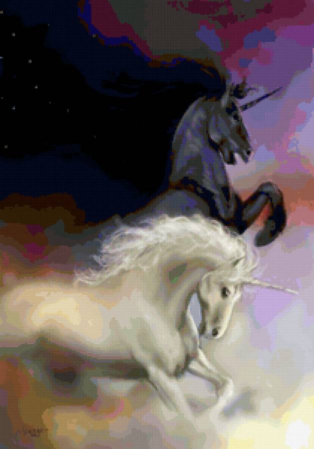 162603 - животные, фантастика, лошади, единороги - предпросмотр