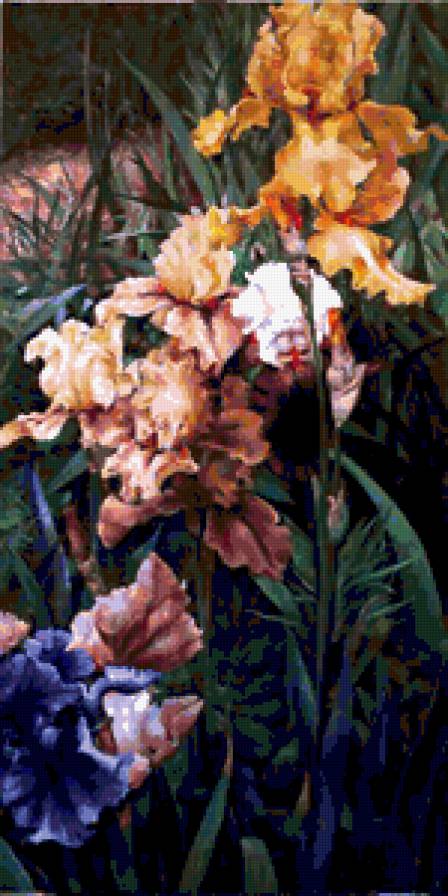 Подгаевская Марина ''Ирисы'' Диптих. №1 - триптих, ирис, цветы, полиптих, ирисы, диптих - предпросмотр