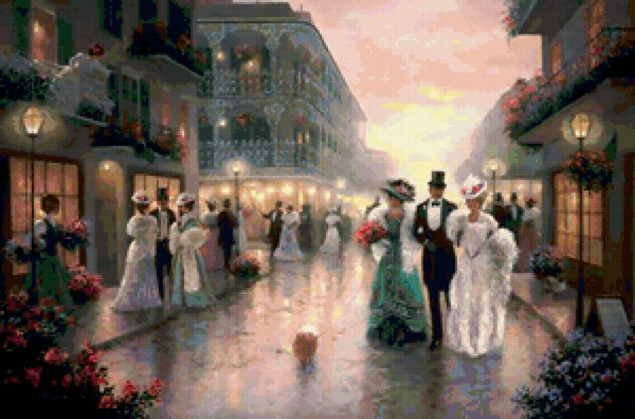 вечерняя прогулка - картина, классика, природа, любовь, дамы, люди - предпросмотр