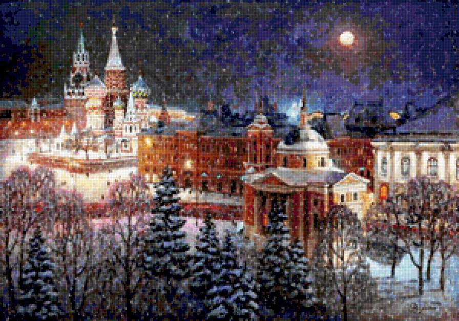 Разживин Игорь. ''Волшебница зима'' - картина, город, снег, городской пейзаж, природа, пейзаж, зима, живопись - предпросмотр