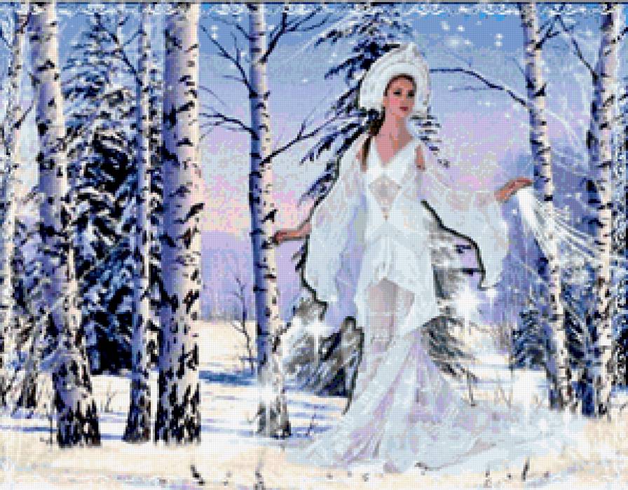 Волшебница Зима - детям, снег, береза, пейзаж, сказка, зима, лес, природа, девушка - предпросмотр