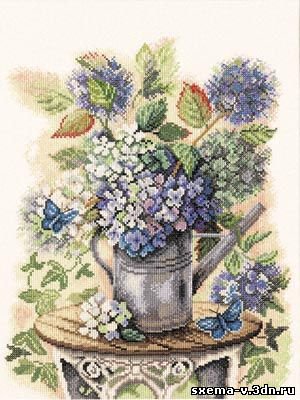 Гортензия - гортензия, цветы, картина, голубые цветы - оригинал