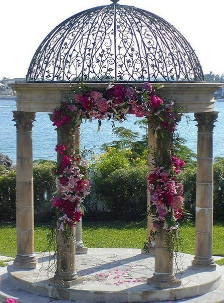 54 - беседка, цветы, пейзаж - оригинал