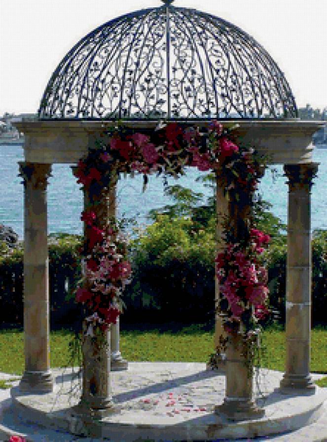 54 - пейзаж, цветы, беседка - предпросмотр