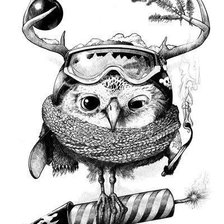 Схема вышивки «филин на ракете))»