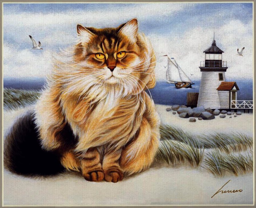 Хранитель маяка - кошки, маяк, морское - оригинал