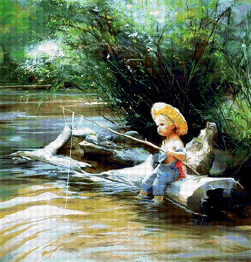 Маленький рыболов - рыболов, дитя, ребенок, рыбалка, малыш - предпросмотр