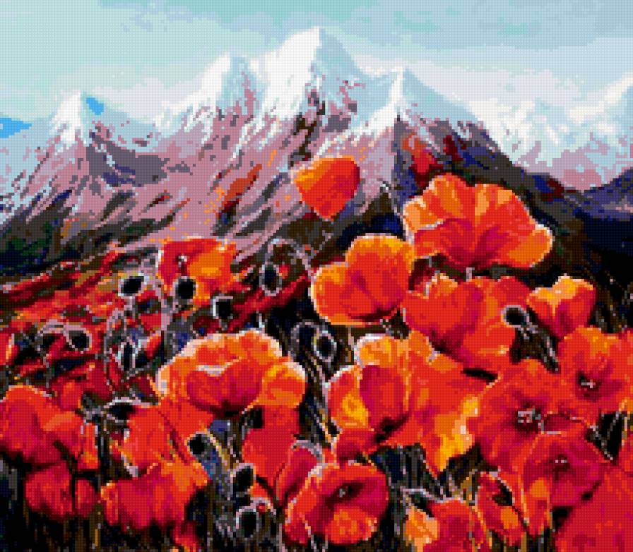 Маки - цветы, маки, горы - предпросмотр