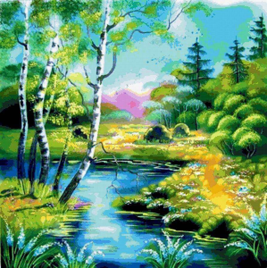 №197641 - лето, природа, рисунки на батике - предпросмотр