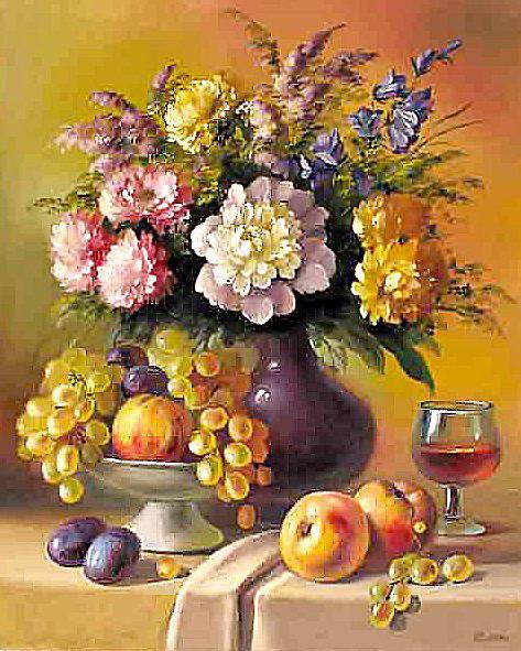 Натюрморт - цветы, ваза, букет - оригинал