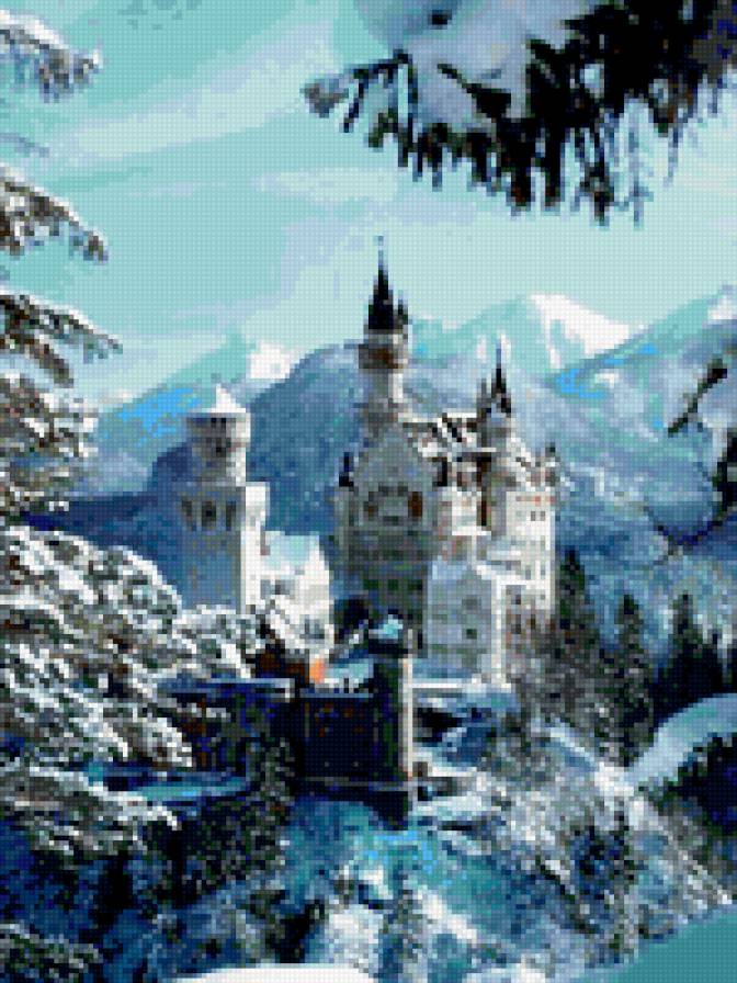 Сказочное королевство - замок, зима - предпросмотр