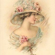 Оригинал схемы вышивки «Дама с розой» (№199110)
