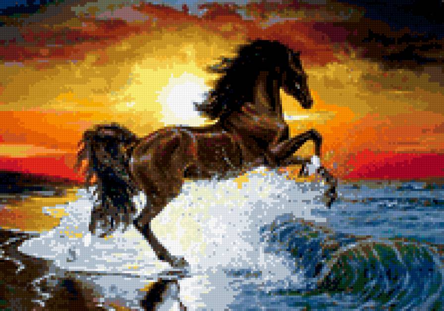 лошадь закат море - лошадь закат - предпросмотр