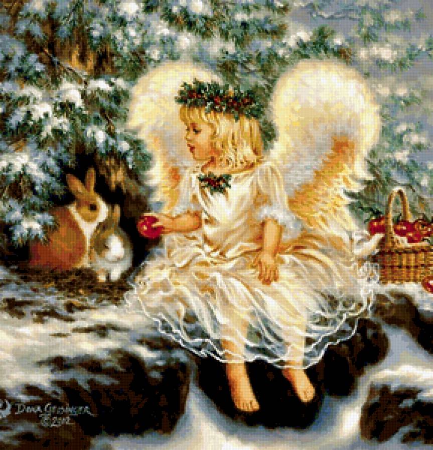 ангел - дети, ангел, лес, зайцы - предпросмотр