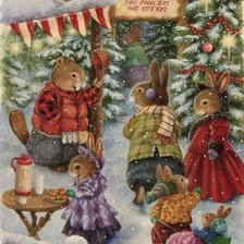 Оригинал схемы вышивки «рождественские зайцы 5» (№199253)