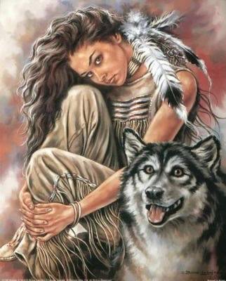 девушка и лайка - индейцы, женщина - оригинал