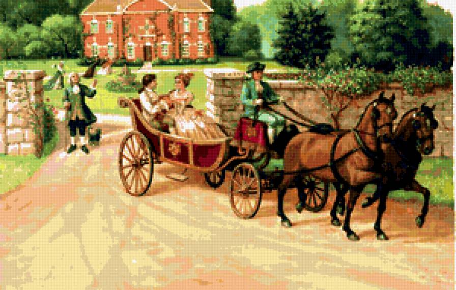 картина - царь, замок, карета, лошади, королева - предпросмотр