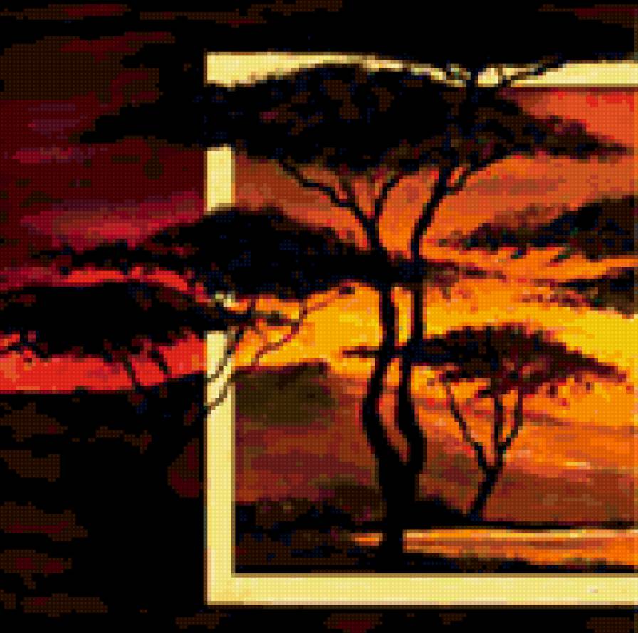 закат1 - африка, закат, полиптих - предпросмотр
