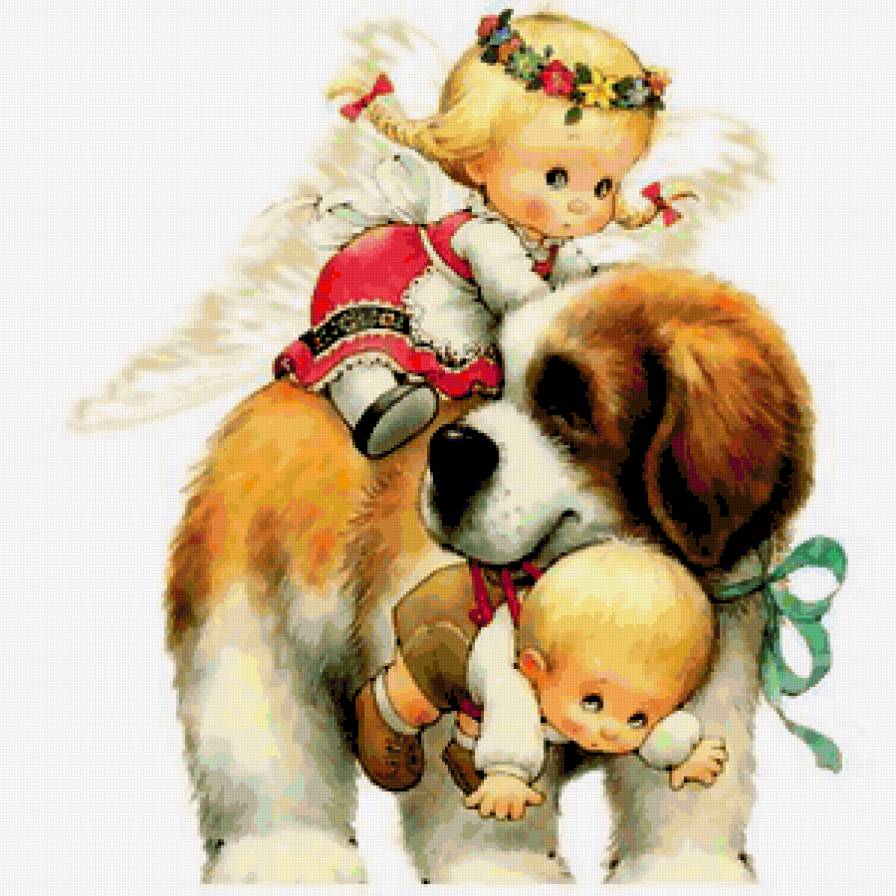 друзья - мальчик, детское, люди, девочка, дети, собака - предпросмотр